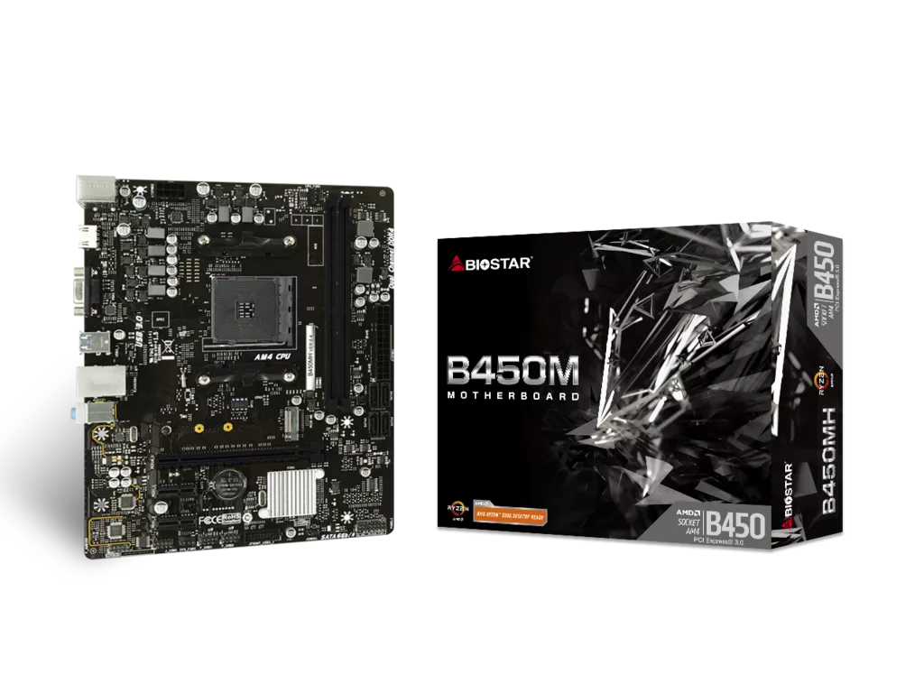 BIOSTAR B450MHP AM4 AMD (2 SLOT RAM) MOTHERBOARD