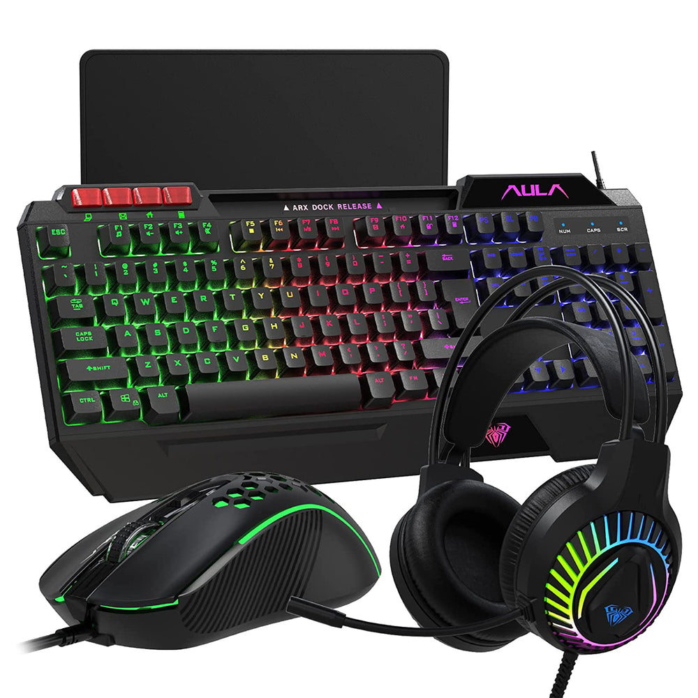 AULA T650 WIRED 4-IN-1 COMBO (KEYBOARD, MOUSE, HEADSET & MOUSEPAD)