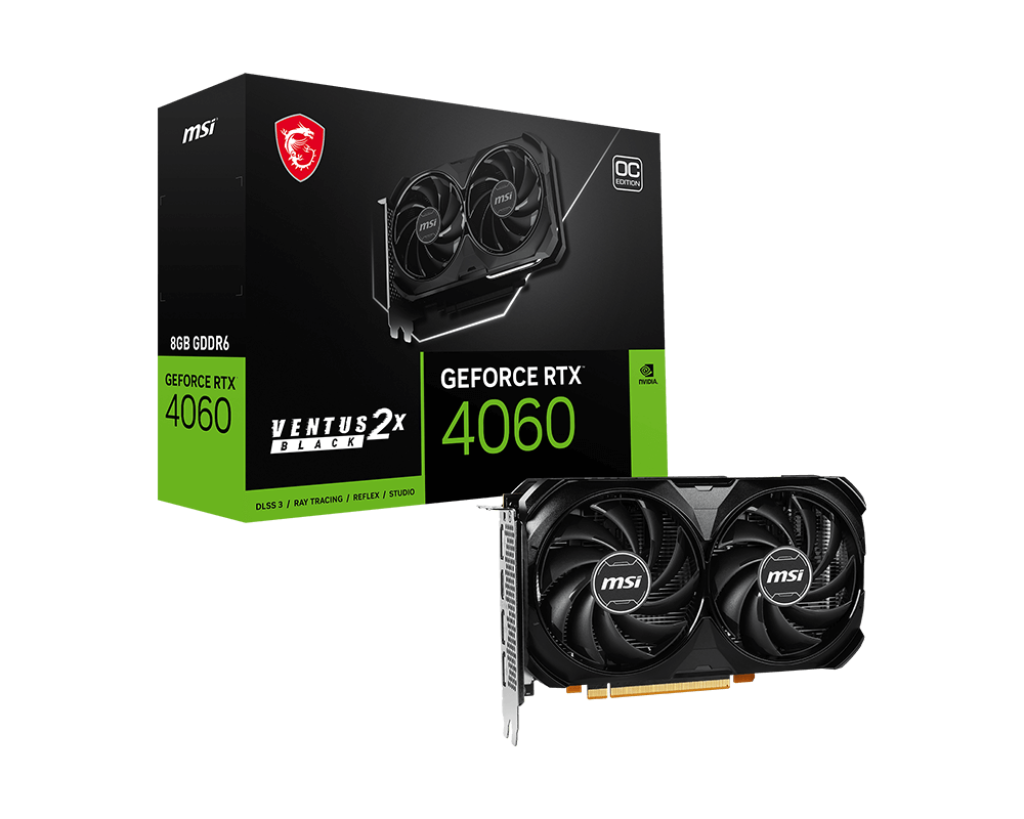 MSI GEFORCE RTX 4060 VENTUS 2X BLACK 8GB OC GDDR6 GRAPHICS CARD