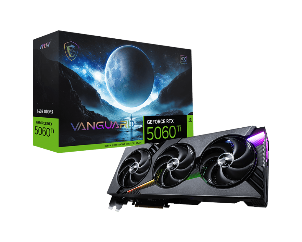 MSI GEFORCE RTX 5060 TI VANGUARD SOC 16GB 128-BIT GDDR7 GRAPHICS CARD