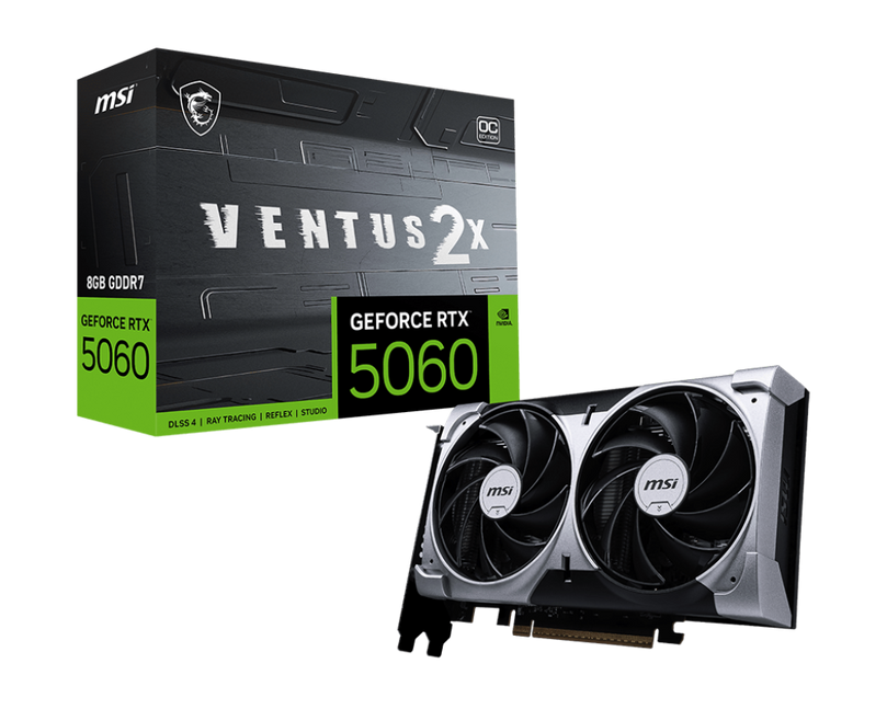 MSI GEFORCE RTX 5060 8GB GDDR7 VENTUS 2X OC GRAPHICS CARD