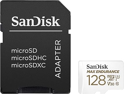 SANDISK MAX ENDURANCE | SQQVR 128G | 60,000 HRS | UHS-I | C10 | U3 | V30 | 100MB/S R | 40MB/S W | SD ADAPTER | MICROSDXC CARD