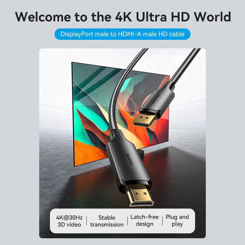 VENTION HFOBAC (1.8M) DISPLAYPORT TO HDMI CABLE