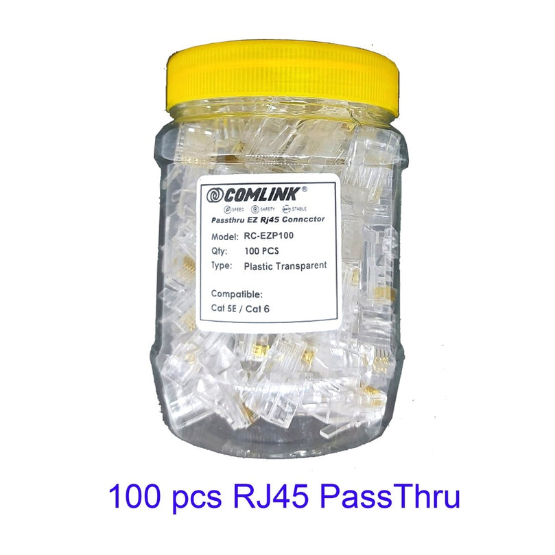 COMLINK RC-EZP100 RJ45 PASS THRU PLASTIC (100 PCS/BOTTLE)