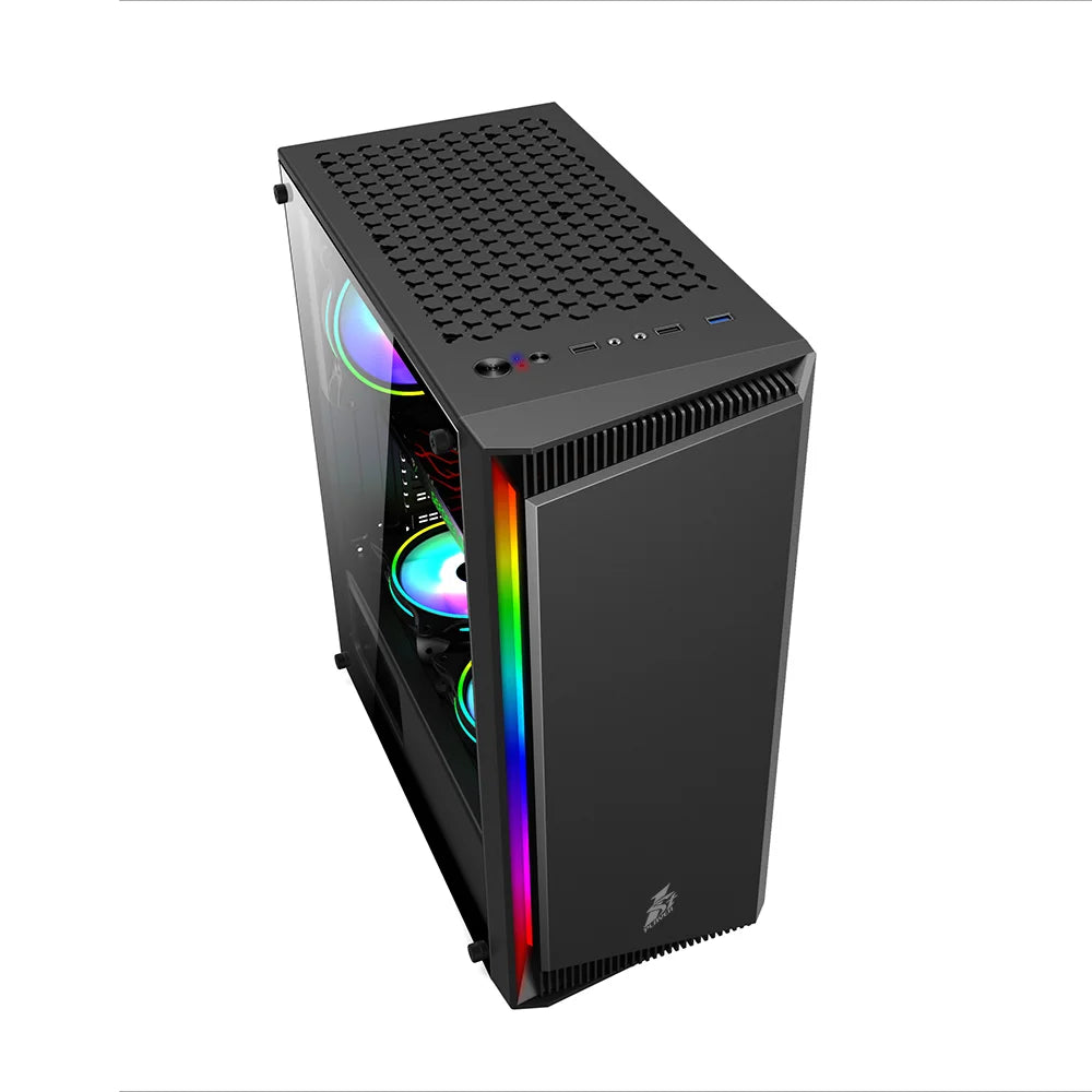 1STPLAYER RAINBOW RB-4 W/ TEMPERED GLASS M-ATX MID- TOWER GAMING CASE