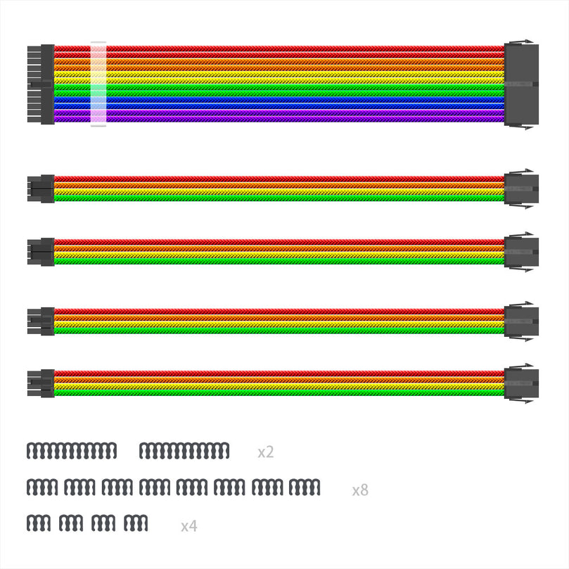 1STPLAYER STEAMPUNK RB-001 PSU RAINBOW SLEEVED EXTENSION CABLE KIT
