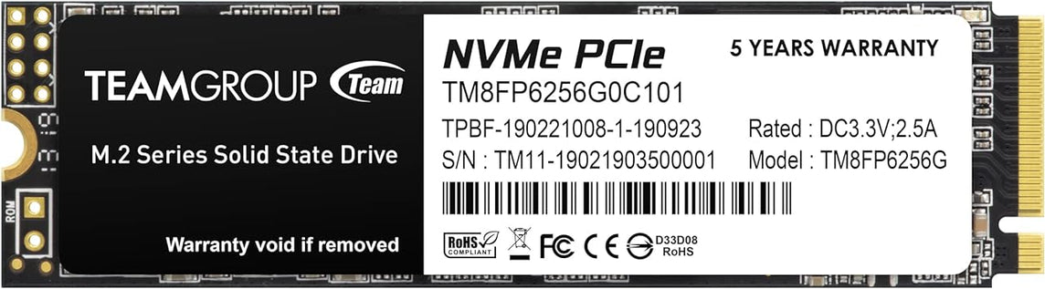 TEAMGROUP MP33 256GB 3D NAND NVME 1.3 PCIE GEN3X4 M.2 2280 SSD