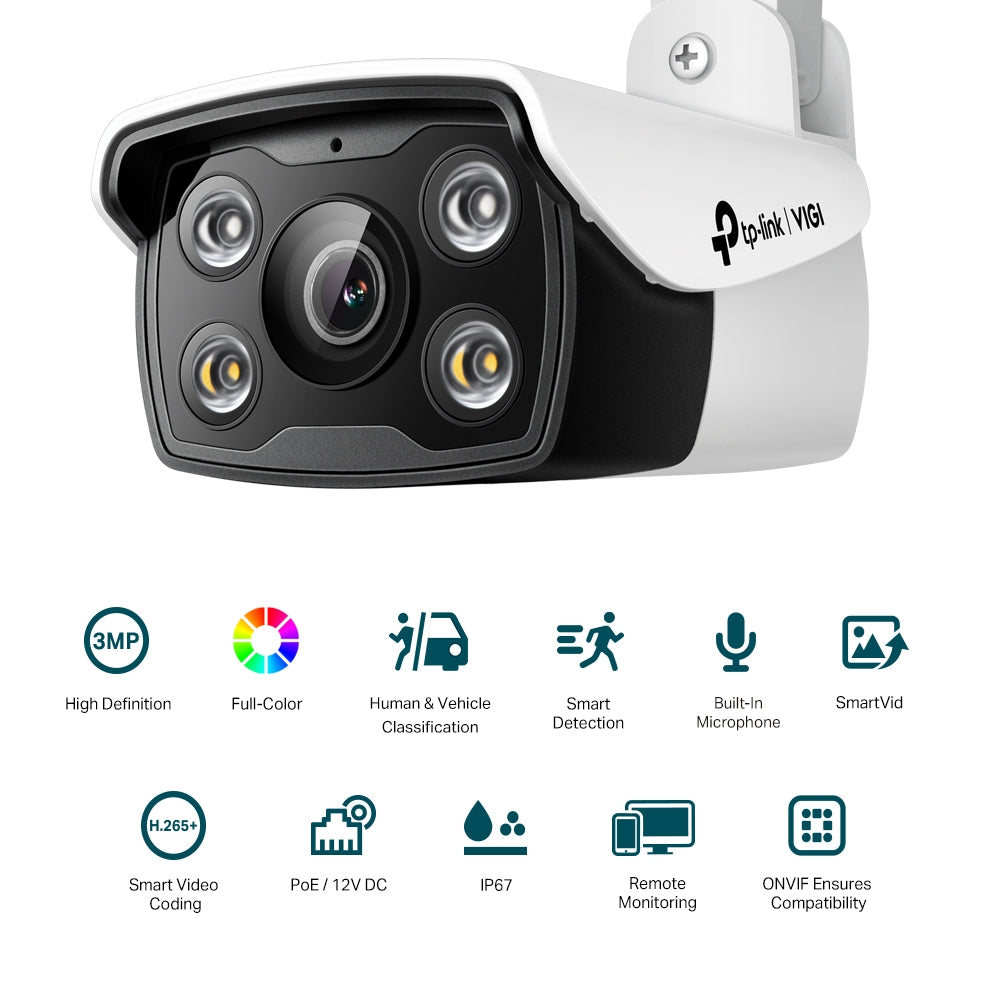 TP-LINK VIGI C330 3MP OUTDOOR FULL-COLOR BULLET NETWORK CAMERA