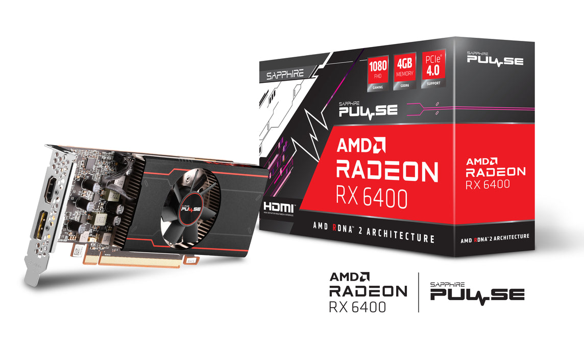 SAPPHIRE PULSE AMD RADEON RX 6400 GAMING 4GB GDDR6 HDMI/DP LITE GRAPHICS CARD