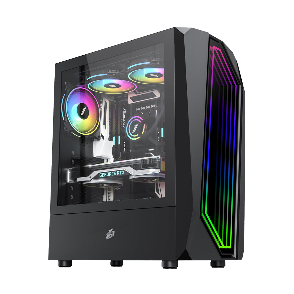 1STPLAYER INFINITE SPACE IS6 MID-TOWER GAMING CASE W/ LED STRIP FRONT/TG-SIDE/ATX