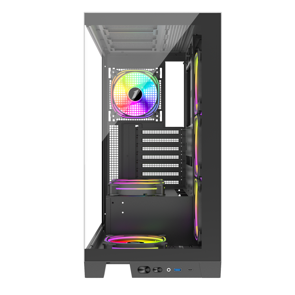 1STPLAYER MIKU MI8 FRONT & SIDE/ W/USB-C/ATX BLACK GAMING CASE W/TEMPERED GLASS