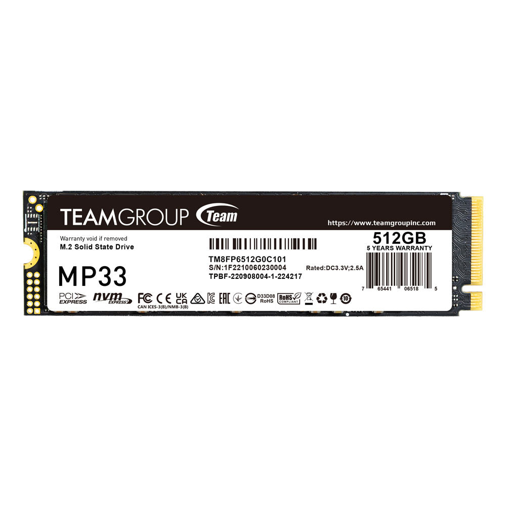 TEAMGROUP T-FORCE MP33 512GB M.2 PCIE NVME SSD