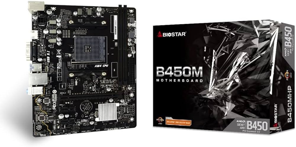 BIOSTAR B450MHP AM4 AMD (2 SLOT RAM) MOTHERBOARD