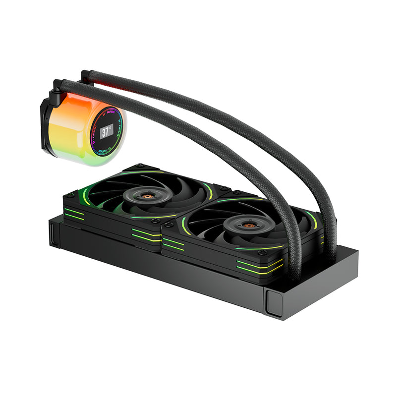 1STPLAYER CC240 ARGB AIO LIQUID CPU COOLER W/ TEMP DISPLAY/2 JAEGER FANS