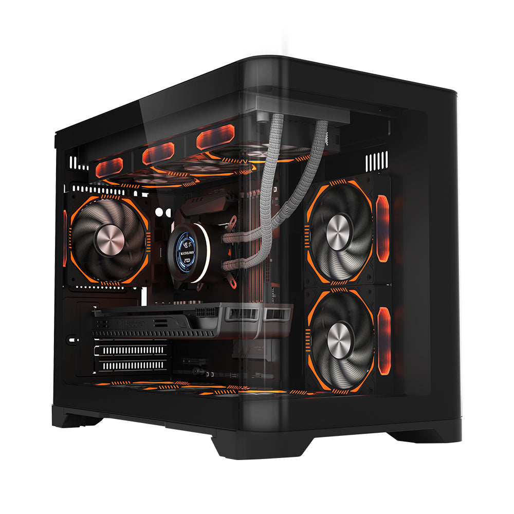 1ST PLAYER UVIEW UV6 W/U-SHAPED TG/DUAL CHAMBER/36CM-TOP/M-ATX GAMING CASE