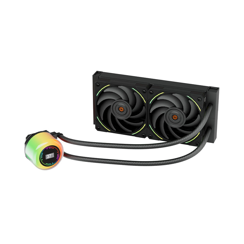 1STPLAYER CC240 ARGB AIO LIQUID CPU COOLER W/ TEMP DISPLAY/2 JAEGER FANS