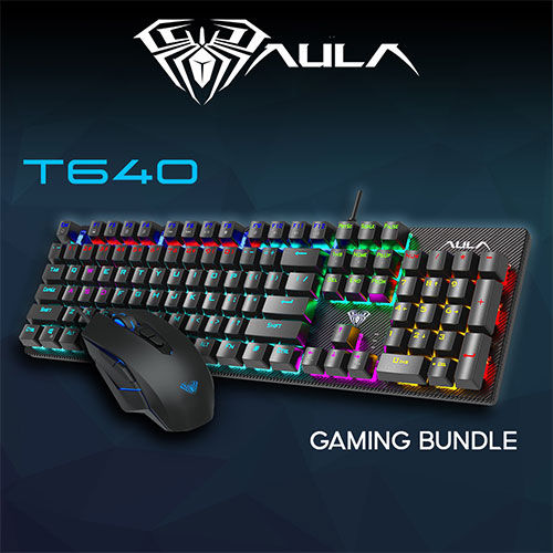 AULA T640 MECHANICAL WIRED GAMING KBM COMBO