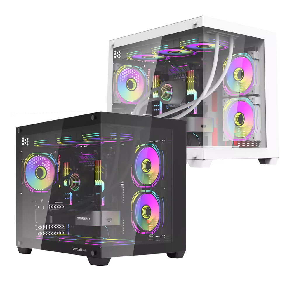 DARKFLASH C285MP EXQUISITE M-ATX TEMPERED GLASS PANORAMIC TRANSPARENT SIDE GAMING CASE