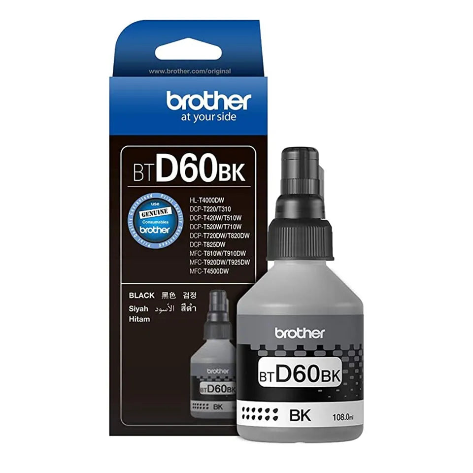 BROTHER BTD60BK GENUINE INK SINGLE BOTTLE (BLACK)