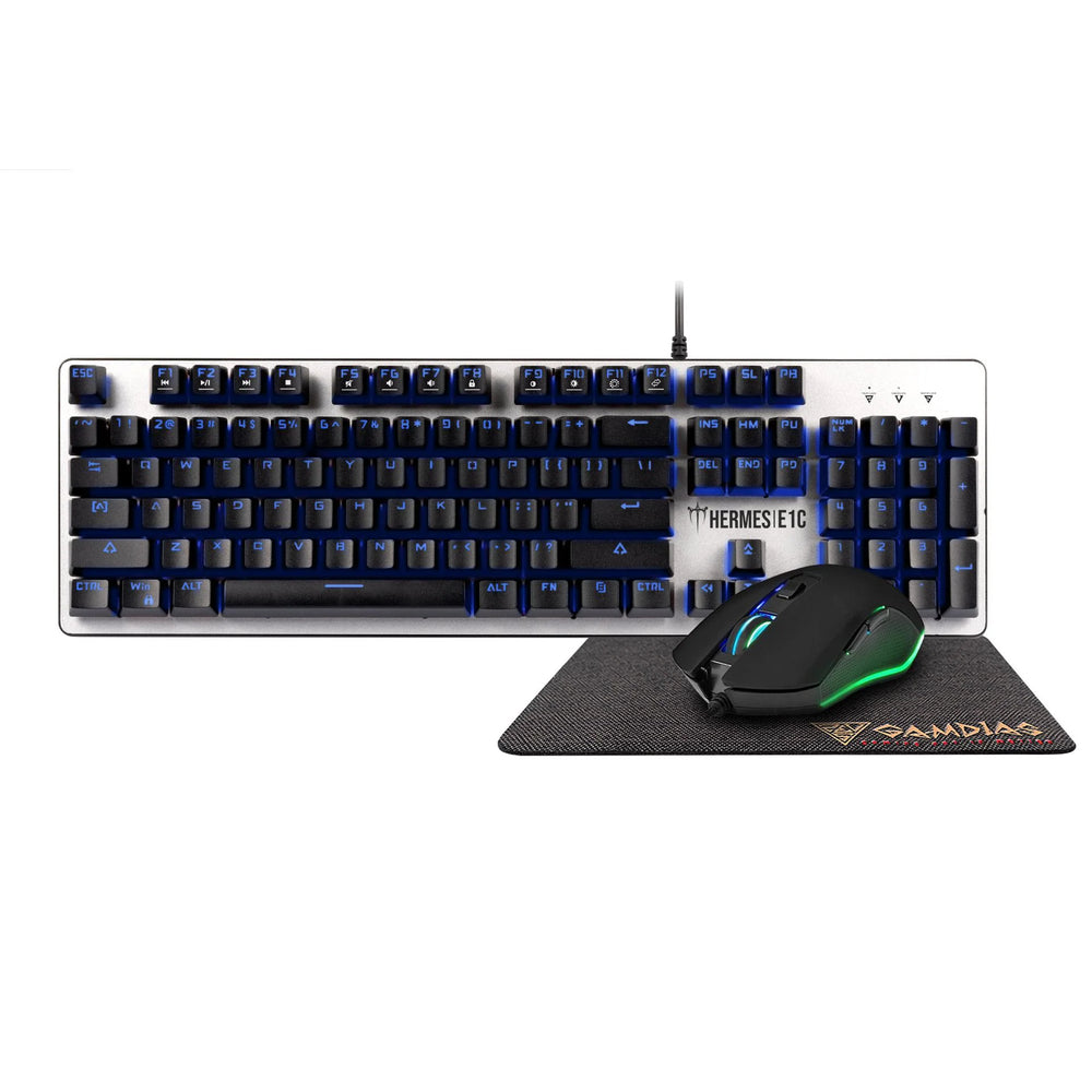 GAMDIAS MECHANICAL KEYBOARD, MOUSE, MAT HERMES E1C 3IN1 COMBO