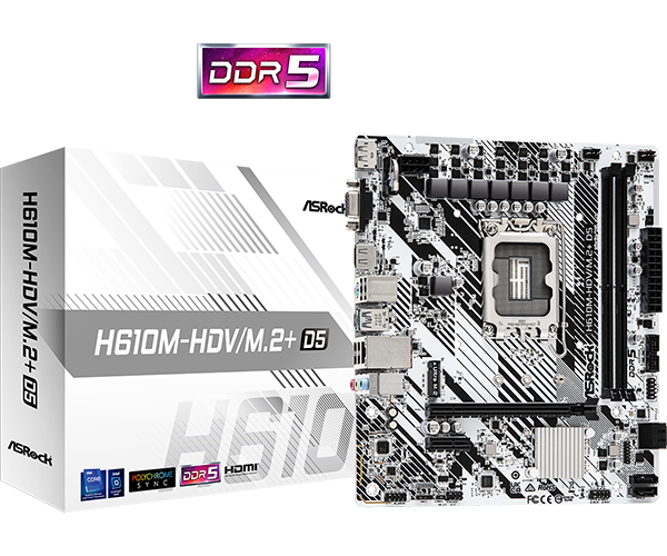 ASROCK H610M-HDV/M.2+ DDR5 WHITE MOTHERBOARD