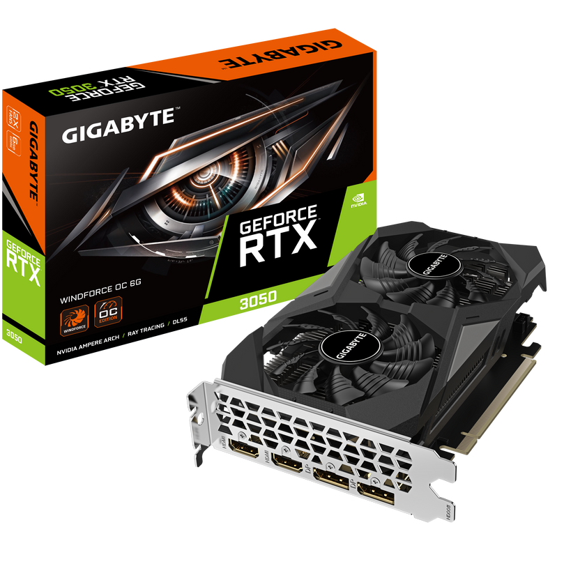 GIGABYTE GEFORCE RTX 3050 WINDFORCE V2 OC 6GB GRAPHICS CARD