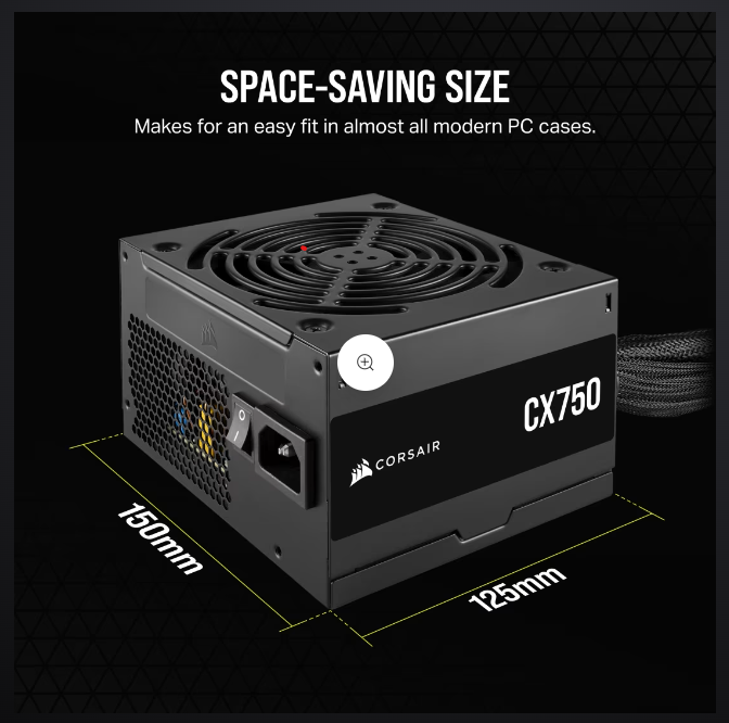 CORSAIR CX750 750WATTS 80 PLUS BRONZE CERTIFIED PSU