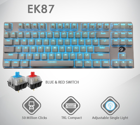 DAREU EK87 GLORY ARTIC RED SWITCH MECHANICAL GAMING KEYBOARD