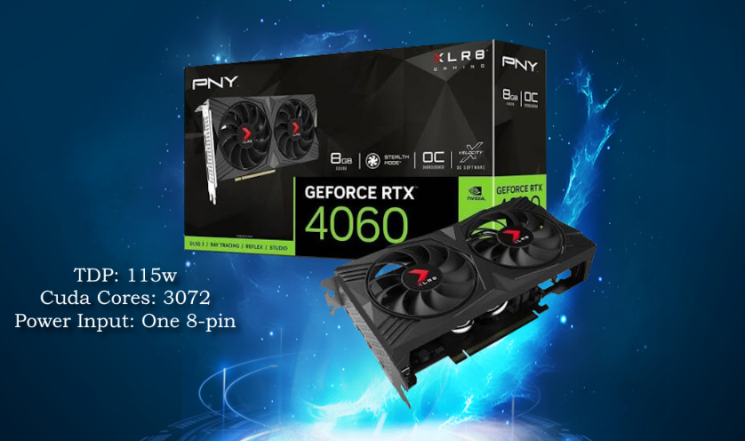 PNY GEFORCE RTX 4060 8GB XLR8 GAMING VERTO OVERCLOCKED DUAL FAN DLSS 3 (BLACK) GRAPHICS CARD