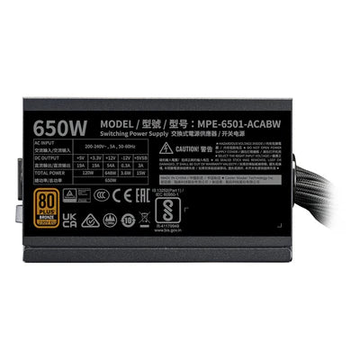 COOLER MASTER MWE 650W V3 230V ATX 3.1 80PLUS BRONZE NON MODULAR POWER SUPPLY
