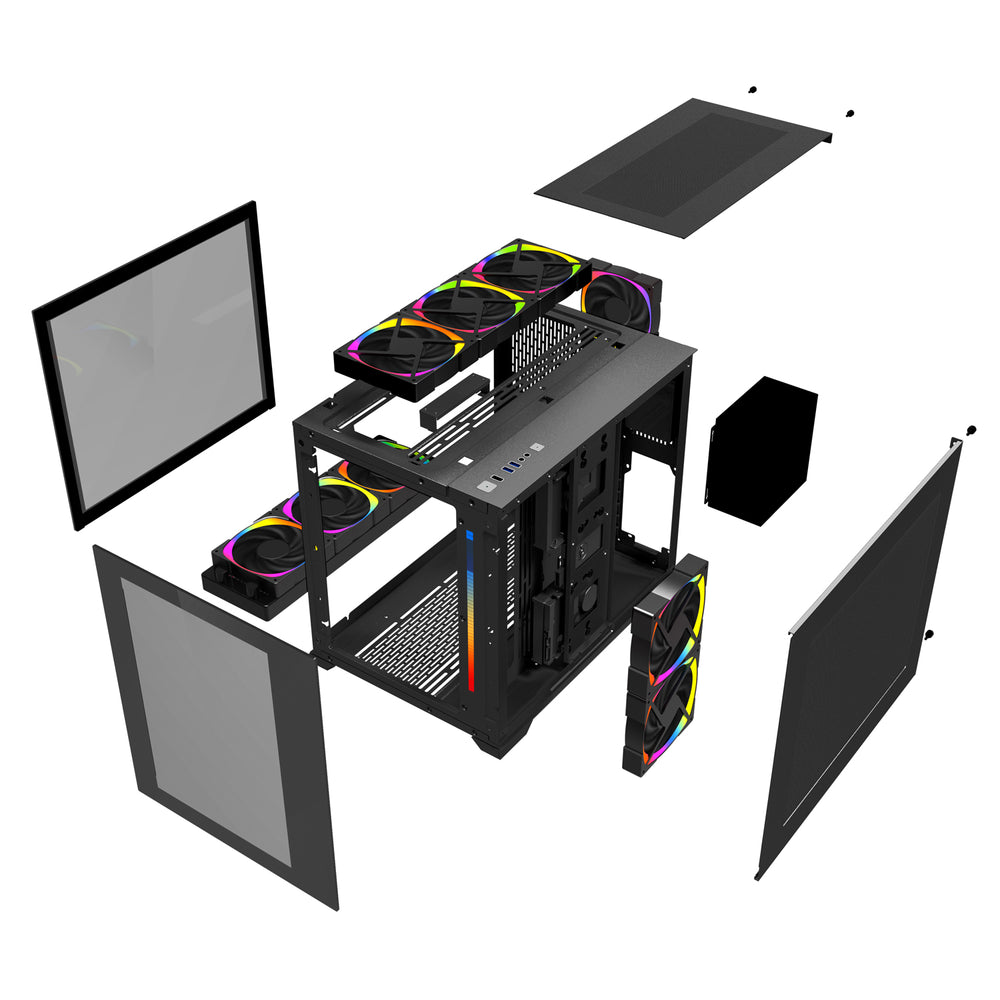 1STPLAYER STEAMPUNK SP7W/ LED STRIP FRONT/TG-SIDE/ATX MID-TOWER GAMING CASE