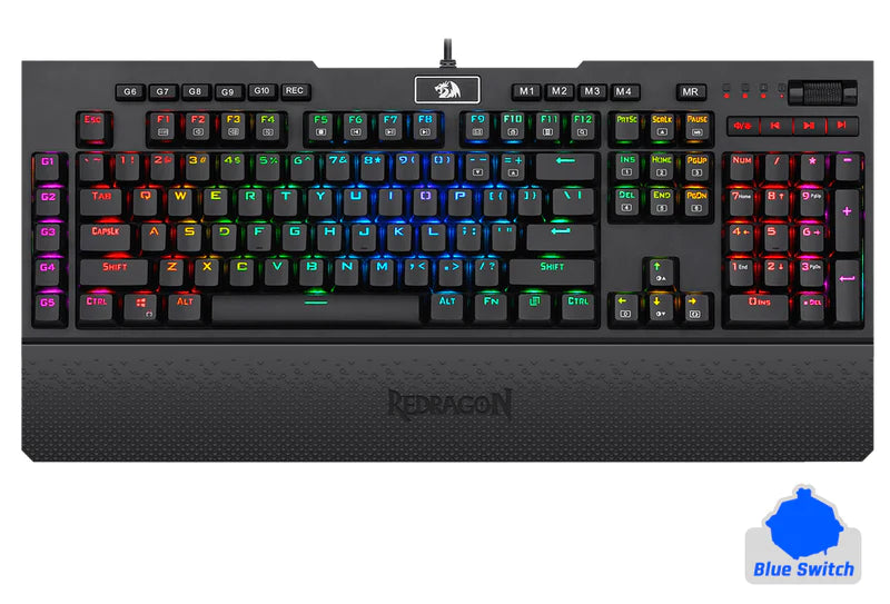 REDRAGON (K586RGB )BRAHMA V2 BLACK BLUE SWITCH MECHANICAL KEYBOARD