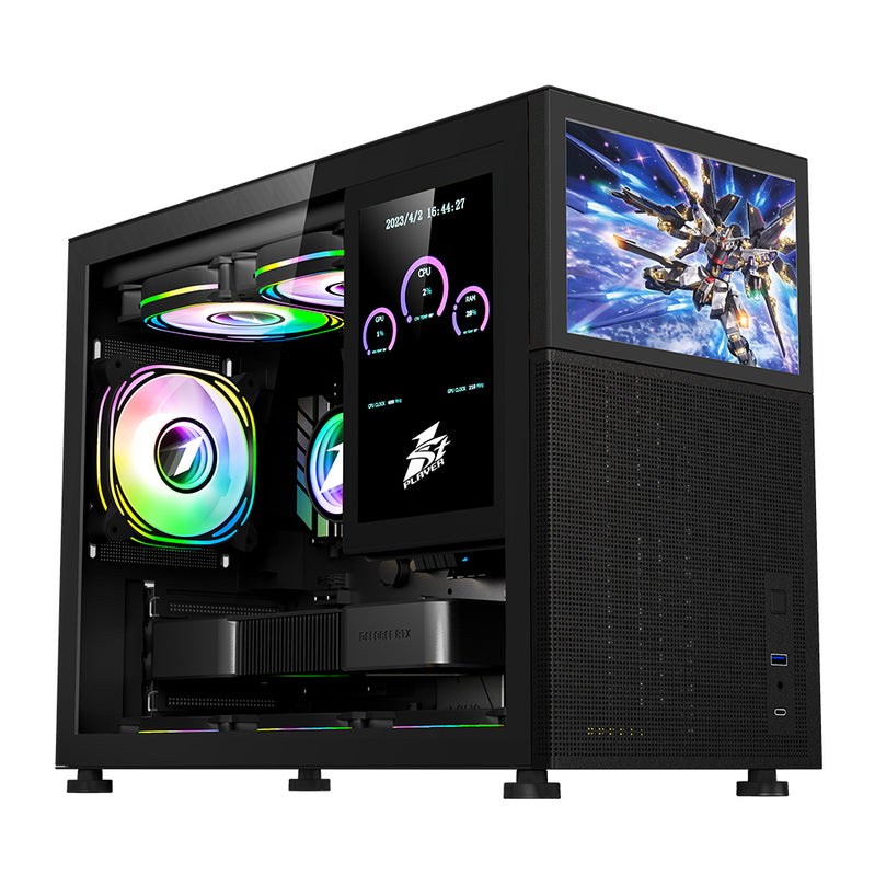 1STPLAYER MIKU MI6-EV MESH W8" IPS LCD-SCREEN/TG/M-ATX GAMING CASE