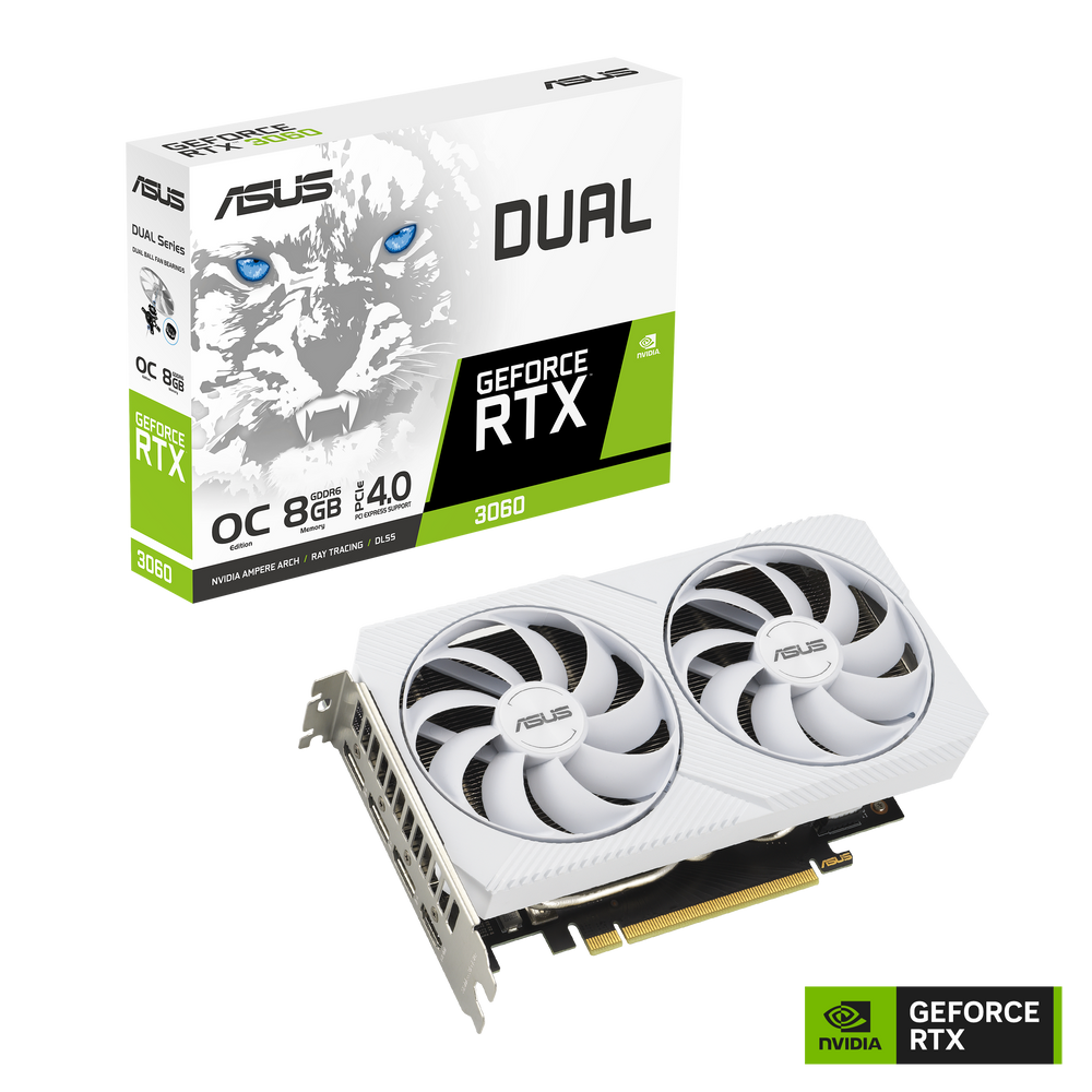ASUS DUAL GEFORCE RTX 3060 WHITE OC EDITION 8GB GDDR6 GRAPHICS CARD