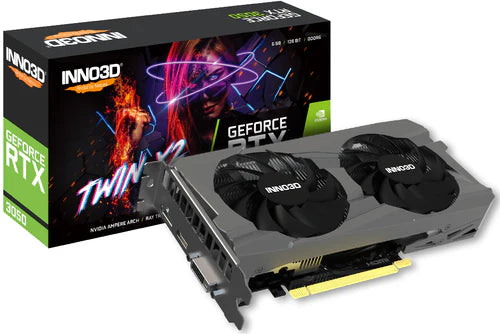 INNO3D GEFORCE RTX 3050 TWIN X2 6GB GDDR6 96-BIT 14GBPS DP+HDMI+DVI DUAL SLOT GRAPHICS CARD