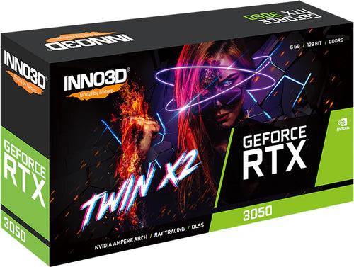 INNO3D GEFORCE RTX 3050 TWIN X2 6GB GDDR6 96-BIT 14GBPS DP+HDMI+DVI DUAL SLOT GRAPHICS CARD