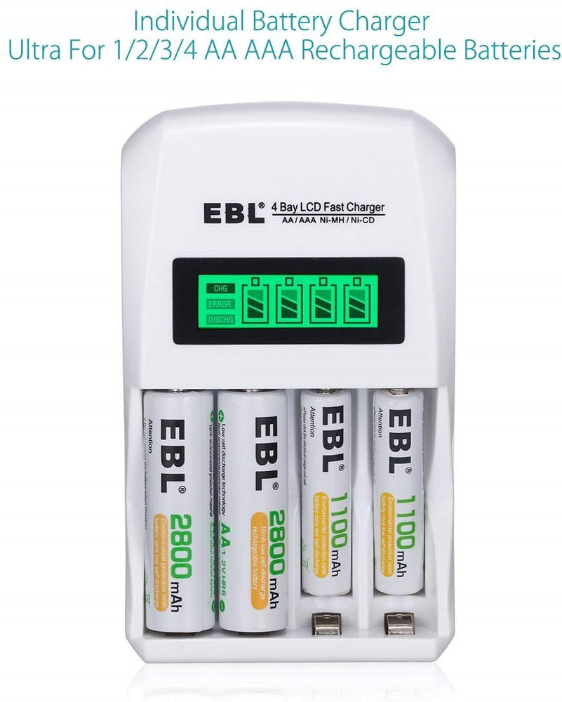 EBL LN-6907 4 BAY SMART INDIVIDUAL BATTERY CHARGER For AA AAA Ni-MH Ni-CD BATTERIES