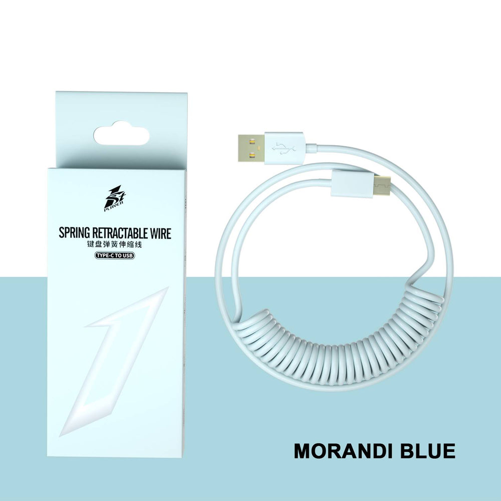 1STPLAYER SPRING RETRACTABLE TC1 TYPE -C TO USB CUSTOMIZED KB COILED TC CABLE