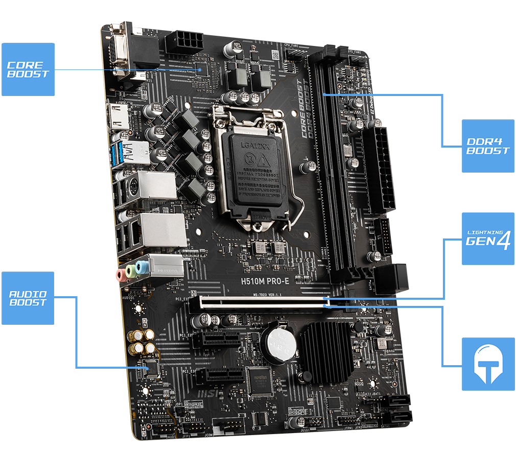 MSI H510M PRO-E / 2DIMM/DDR4/MATX/S1200 MOTHERBOARD