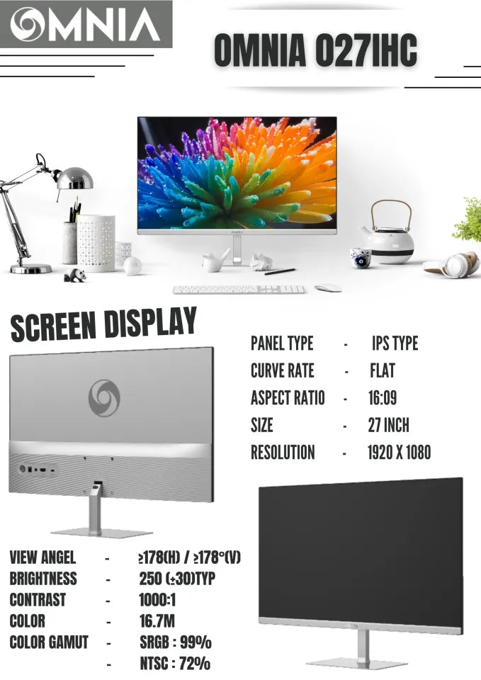 OMNIA O27IHC 27"IPS 100Hz 1MS 1080P MONITOR