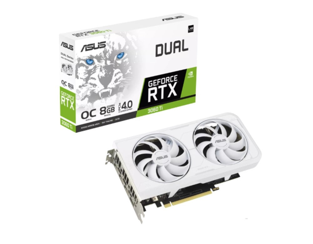 ASUS DUAL GEFORCE RTX 3060Ti WHITE OC EDITION 8GB GDDR6X GRAPHICS CARD