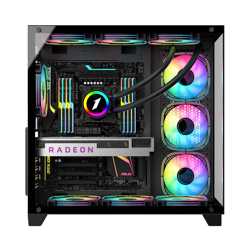 1ST PLAYER MEGAVIEW MV8-TP W/TG FRONT & SIDE/DUAL CHAMBER/ATX GAMING CASE