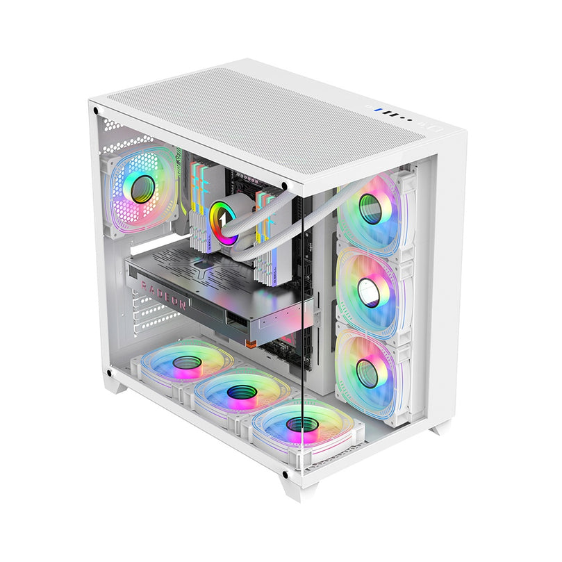 1ST PLAYER MEGAVIEW MV8-TP W/TG FRONT & SIDE/DUAL CHAMBER/ATX GAMING CASE