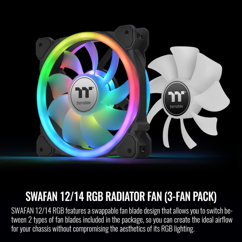 THERMALTAKE SWAFAN 12CM RGB RADIATOR FAN TT PREMIUM EDITION 3 PACK
