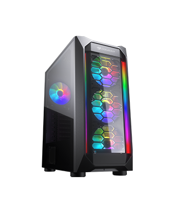 COUGAR MX410-T WITH DUAL ARGB STRIPS & TG MID-TOWER GAMING CASE