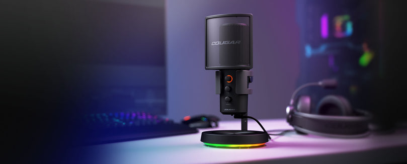 COUGAR SCREAMER-X STUDIO MICROPHONE W/ RGB STAND & USB 3.0 HUB (BLACK) MICROPHONE