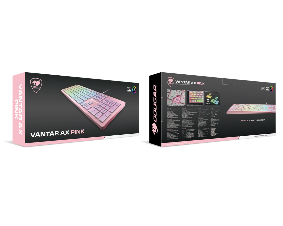 COUGAR VANTAR AX RGB SCISSOR SWITCH GAMING KEYBOARD PINK