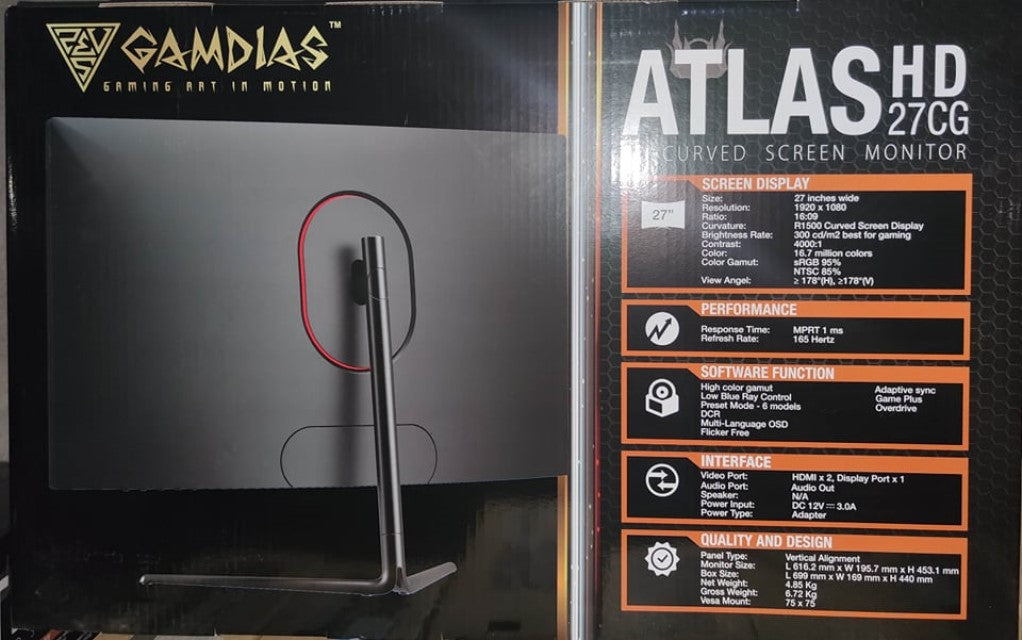 GAMDIAS CURVED ATLAS HD27CG/HD27G 27 INCH 165HZ