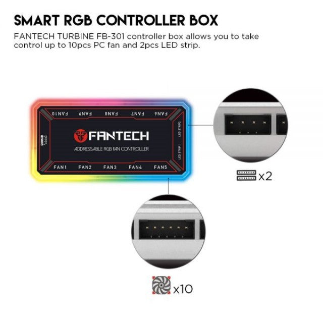 FANTECH FB-301 TURBINE 3IN1 W/ HUB & REMOTE RGB FAN