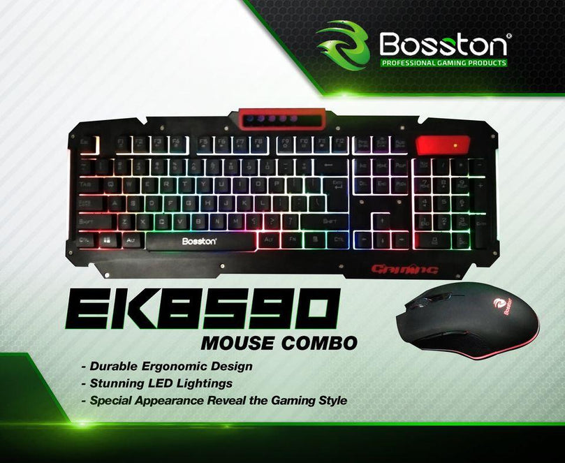 BOSSTON ERGONOMIC EK8590 RGB MOUSE AND KEYBOARD COMBO